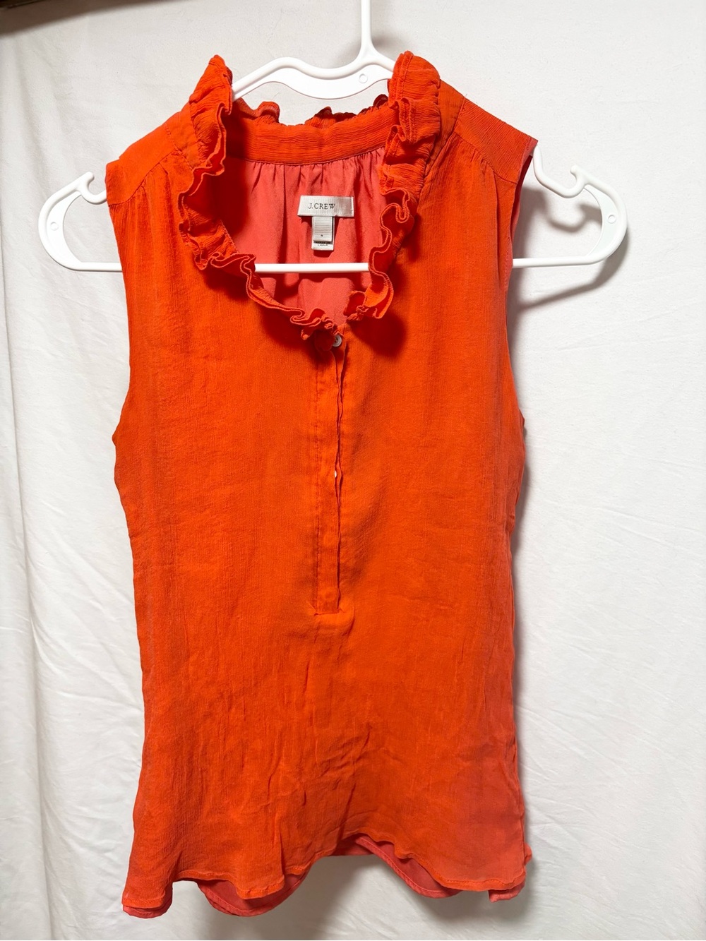 J. Crew Ruffled Sleeveless blouse- Bright Orange